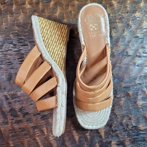 Vince Camuto Light Cognac Strappy Open-Toe Molisana Wedge Size 11